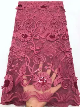 

Fashions 5yards Sequins Lace Fabrics High Quality African Lace Fabric Nigerian French Mesh Net Lace for Party Wedding FYU12