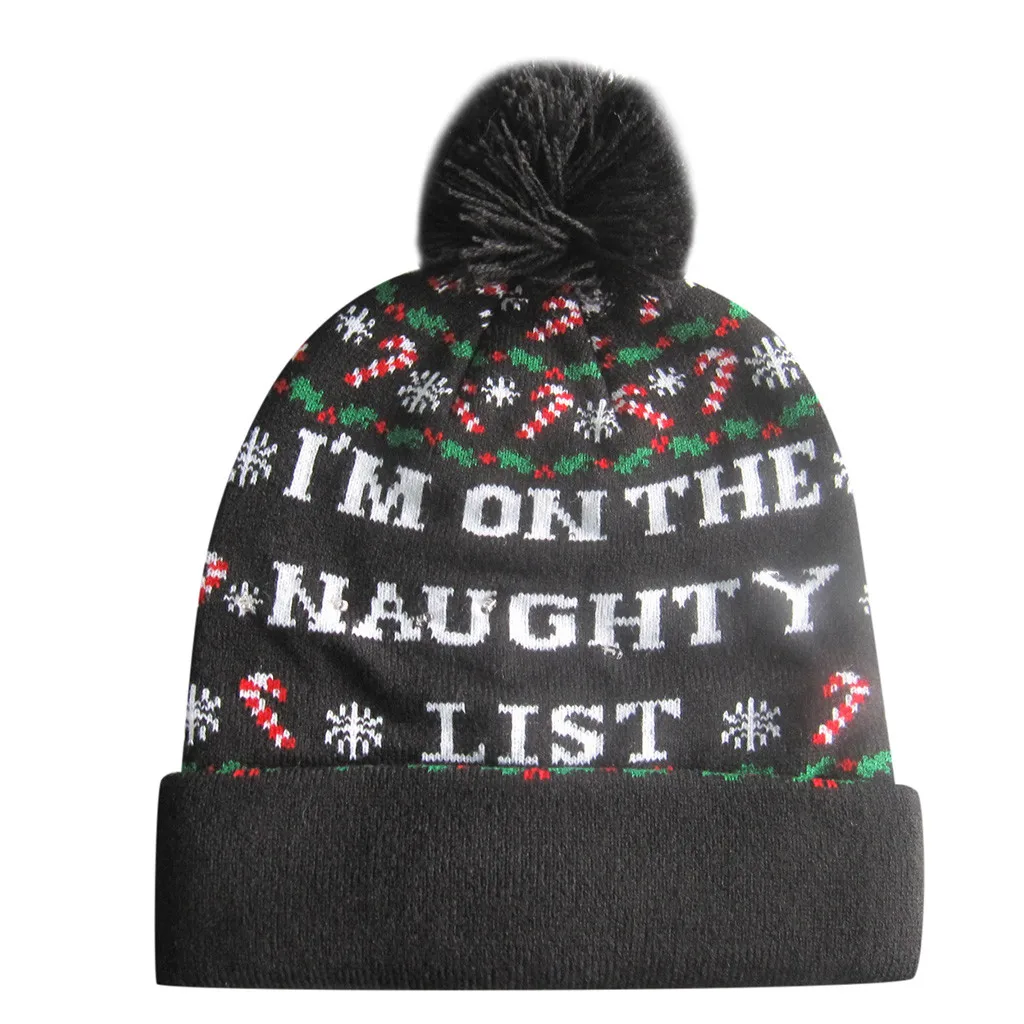 Merry Christmas женские мужские шапки для взрослых светодиодный светящийся головной убор вязаный некрасивый свитер Праздничные рождественские вечерние шапки шапка 9,3 - Цвет: H