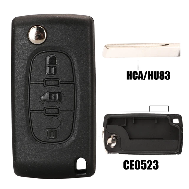 Jingyuqin Remote Flip Car Key Shell For Peugeot 206 408 1/2/3/4/5/6/807 Partner Citroen C1/2/3/4/5/6/7/8 Xsara Picasso CE0523/36 3B Suv HU83 CE0523