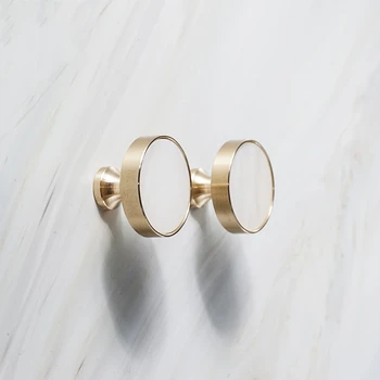 

Brass Handle creative European furniture minimalist pearl shell wardrobe door drawer American cabinet pure copper round handle