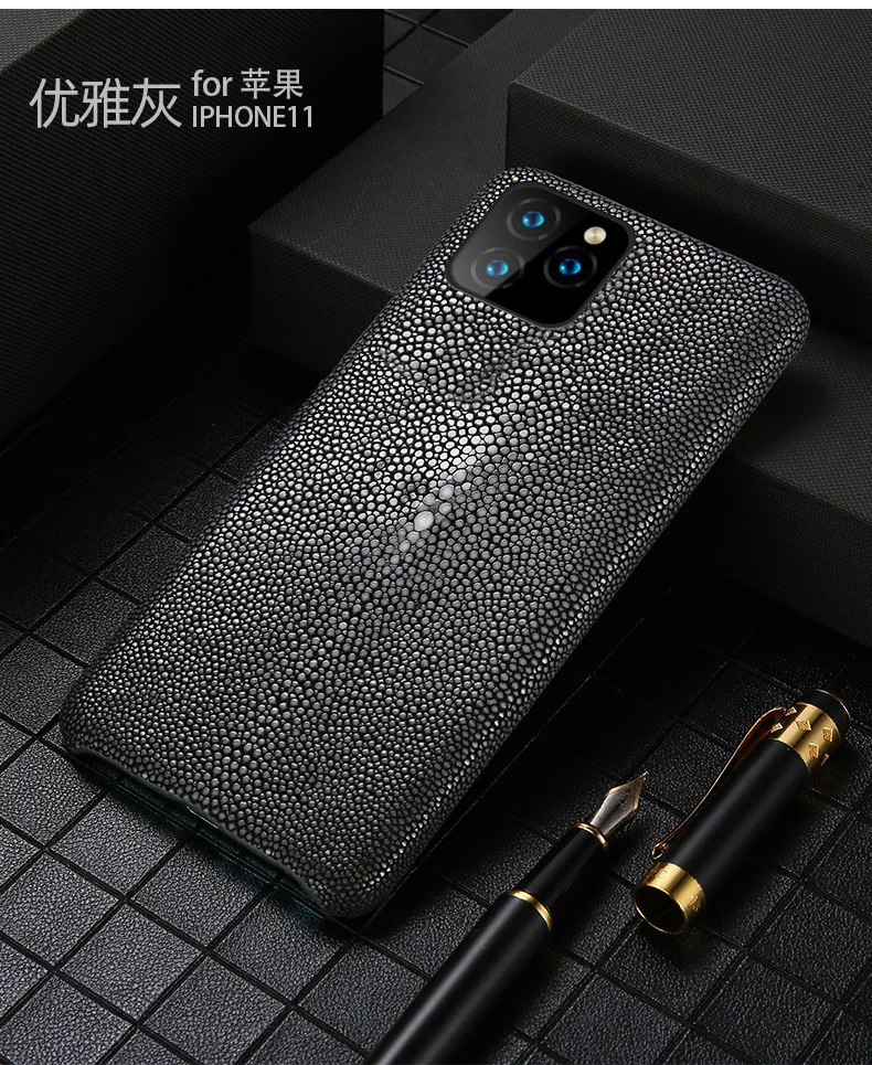 Чехол из натуральной кожи ската для Iphone 11 Pro Max, кожаный чехол ручной работы, роскошная задняя крышка для Iphone Xs Max Xr X 11 8 7 6 6S Plus