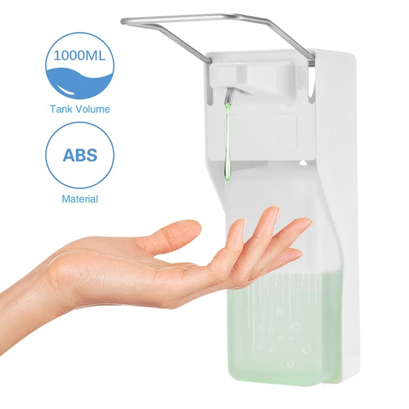

Best 1000ML Liquid Soap Dispenser Elbow Press Disinfectant Dispenser Wall-Mounted Soap Pumps Hospital Devices