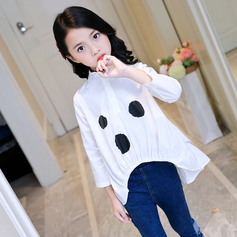 

Children Polka Dot Swallowtail Clothes Girls Swallow Tailed Shirt Kids Spring Summer Personality Clothing Big Child Red Blouses