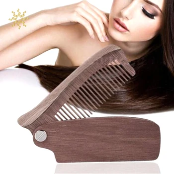 

Wooden Folding Beard Comb Pocket Size Moustache and Hair Combs Anti-static Comb for Men & Women Hair Care Tools