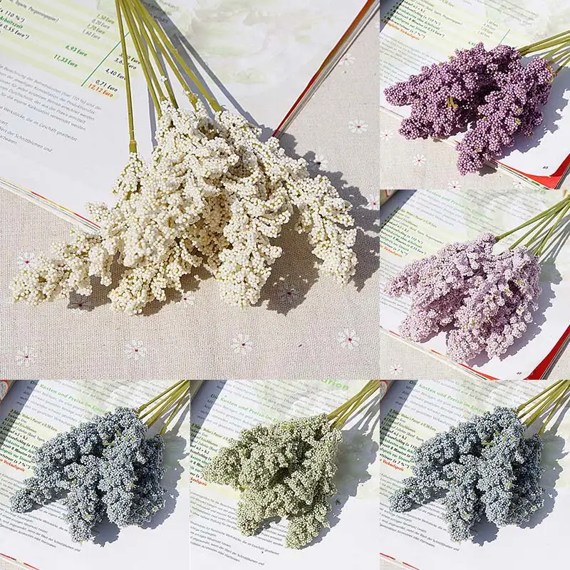 

DIY Cereals Plant Home Decoration Artificial Flowers 6PCS/Pack Hot Sale Mini Vanilla Bouquet Foam Popular Wall Decoration