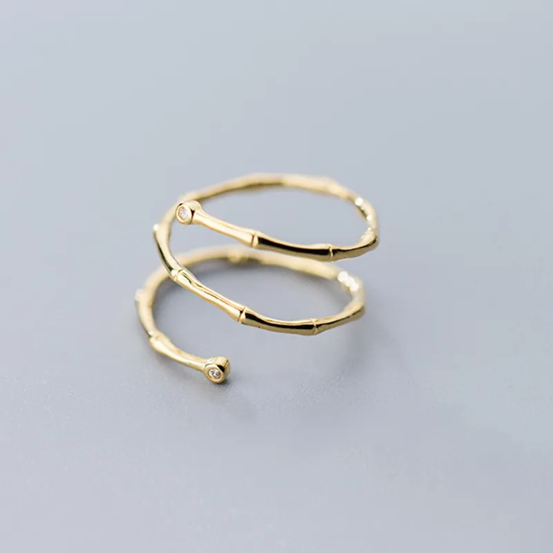 INZATT Настоящее серебро 925 проба минималистичный из бамбукового волокна, с узелками циркониевое кольцо для модных женщин модные ювелирные изделия аксессуары подарок