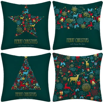 

18X18 Inch Christmas Green Pillow Case Cushion Cover Home Decoration Covers Festive Home Decoration Pillow Cushion Cover