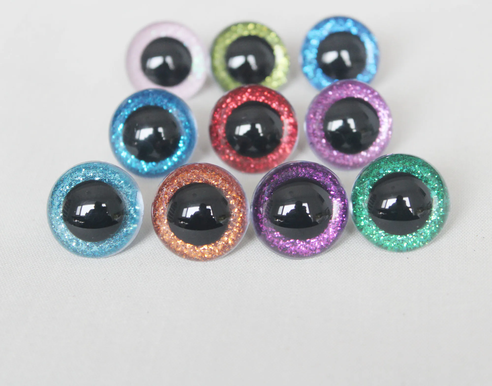 13mm-28mm round plastic toy safety eyes glitter Nonwovens hard washer 20pcs doll accessories plastic safety eyes doll accessories toys safety eyes For plush doll findings-size option