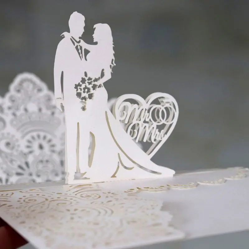  10 Pcs 3D European Style Wedding Invitation Card with Envelope Kits Party Supply - 4.00057E+12