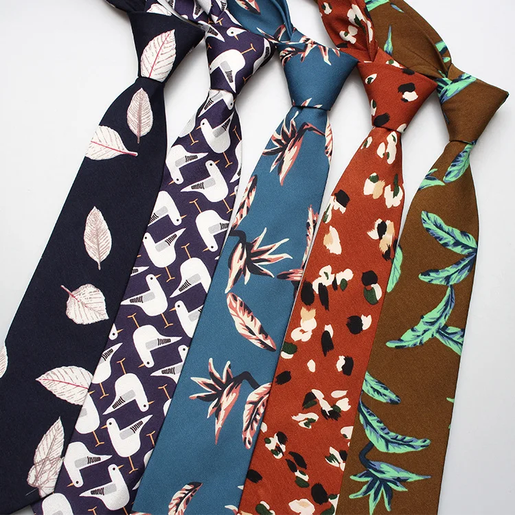 Linbaiway Brand Floral Printed Neck Ties For Mens Polyester Necktie