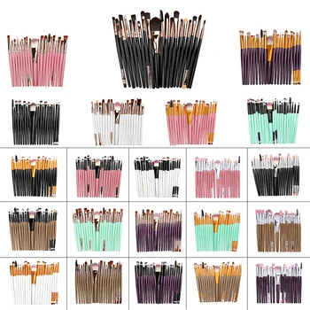 

20 Pcs Makeup Brush Set Eye Makeup Brush Black Plastic Long Handle Man-made Fiber Soft Eyeshadow Brush 2019 New Makeup Tool