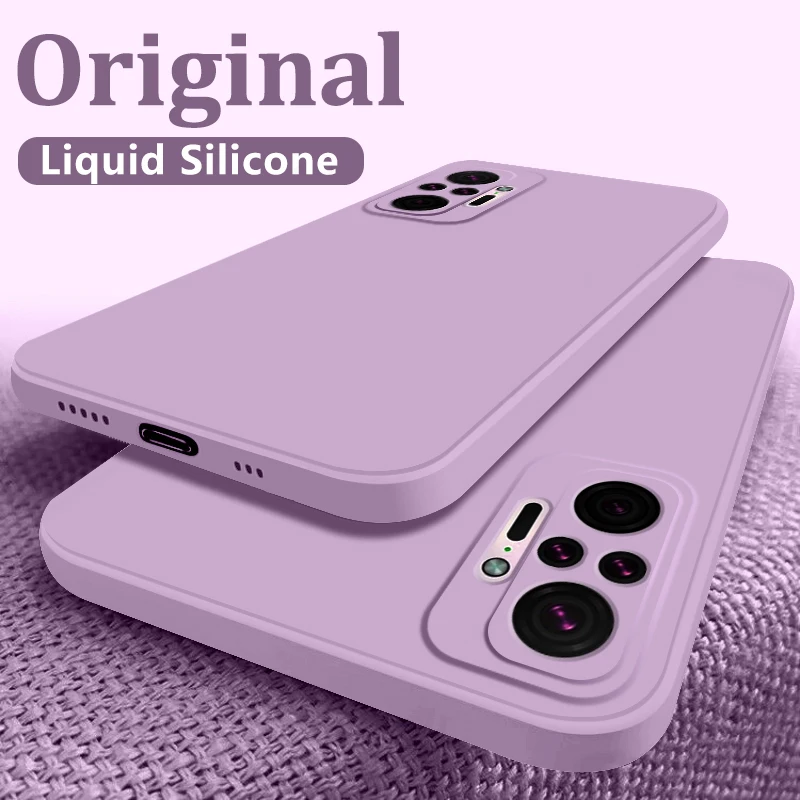 Funda Square Phone Case for Xiaomi Redmi Note 10 Pro Max 10S 10T Original Funda Note10 S T 4G 5G Liquid Silicone Soft Back Cover