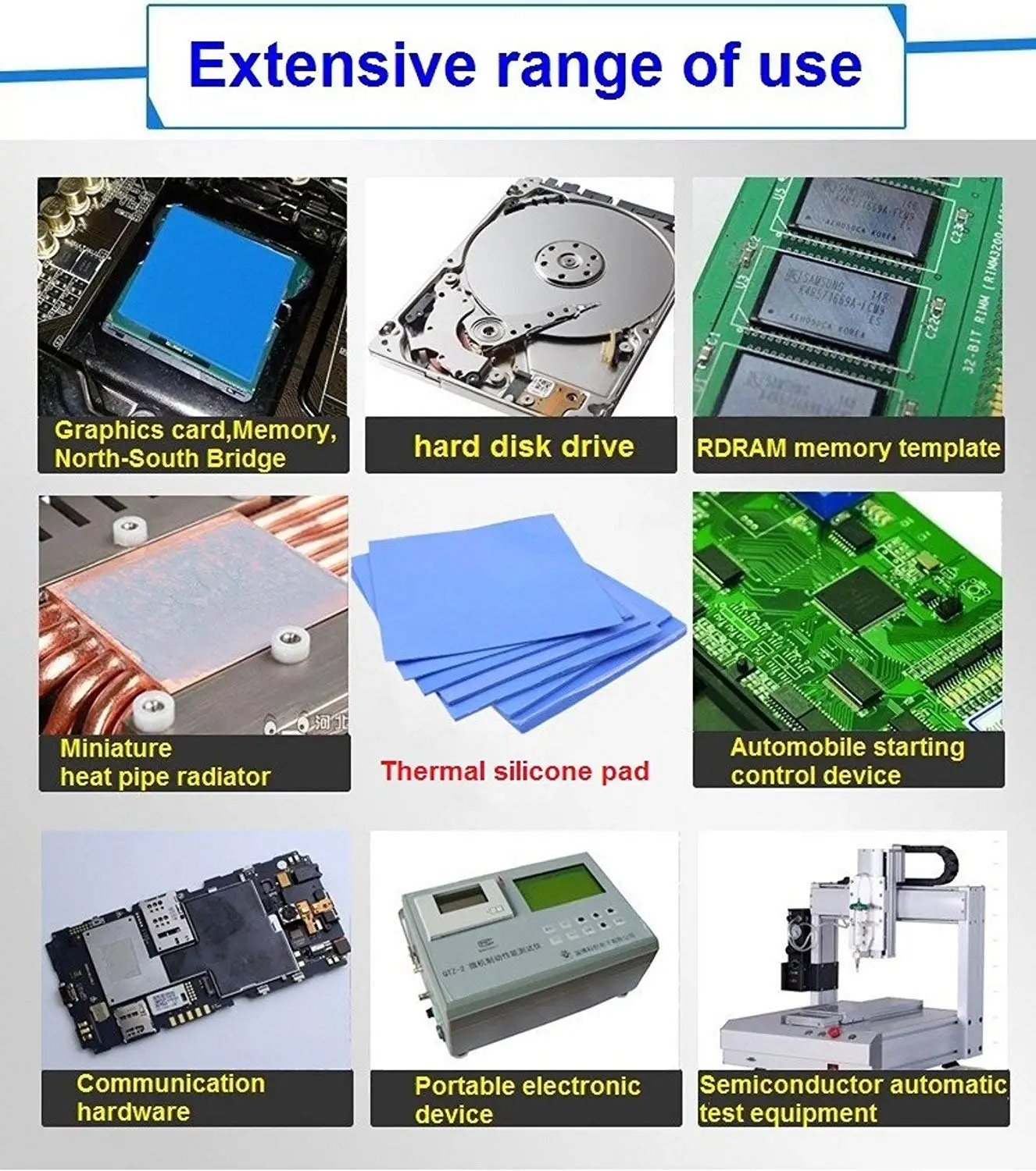 Thermal Pad GPU CPU Heatsink Cooling Conductive Silicone Pad 100mm*100mm*1mm
