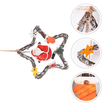 

Vintage Christmas Wreath Snowman Santa Claus Patterned Rattan Ring for Home