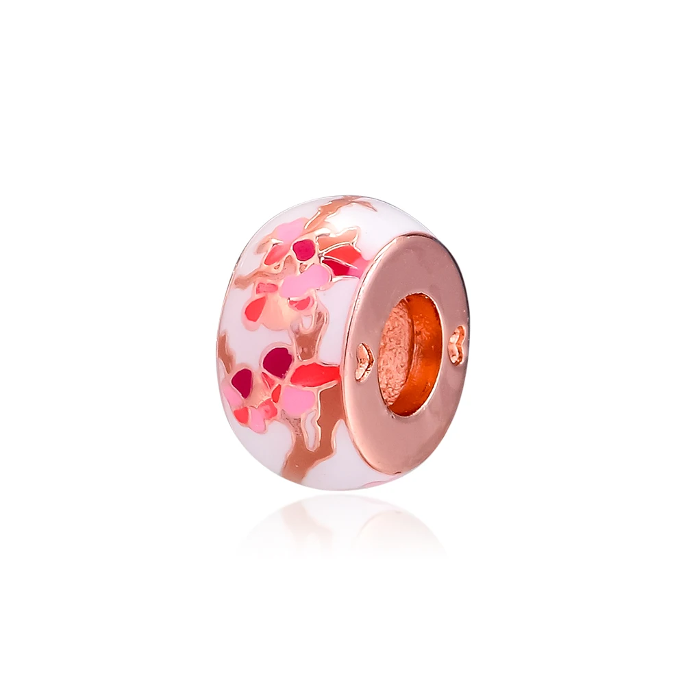 

2019 925 Sterling Silver Rose Peach Blossom collection Charms Beads For Women DIY fit Bracelets Bangles necklace Making Jewelry