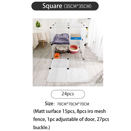 Frosted 24pcs Полупрозрачная пластиковая перегородка для кошек, питомник, детский манеж, домик для маленьких собак, сделай сам, котенок, вилла, пространство с воротами, железный забор для щенков, кроликов - Цвет: Frosted 24pcs