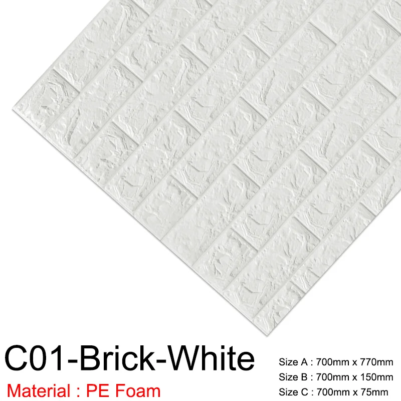 C01-Brick-White 3D обои DIY Наклейка под мрамор Водонепроницаемая наклейка s стикер на стену s водонепроницаемый для детской комнаты 3D самоклеющиеся обои кирпич - Цвет: C01-Brick-White