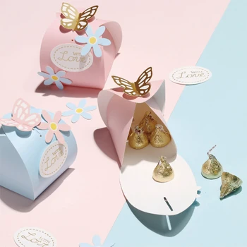 

20pcs Butterfly flower pink blue engagement Wedding Baby shower Birthday party Gift Favor chocolate Candy box