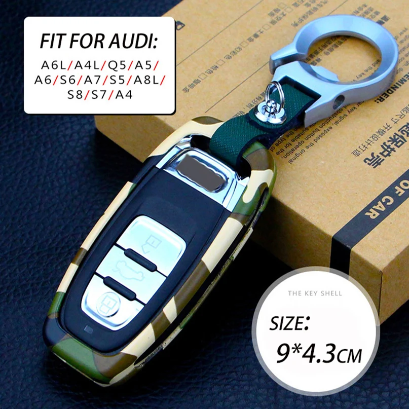 Автомобильный чехол для ключей из цинкового сплава для Audi A6L A4L Q5 A5 A6 S6 A7 S5 A8 - Название цвета: Camouflage