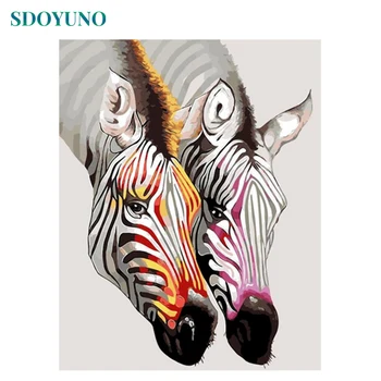 

SDOYUNO Painting by numbers Colorful zebra head 60x75cm DIY Drawing By Numbers Frameless Home Decor Digital Painting On Canvas