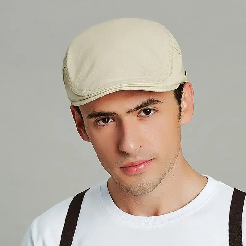 Men's British Ivy Cap Fashion Big Head Spring and Summer Leisure Beret Male Solid Cotton Newsboy Hat 55-60cm casual hat beret hat newsboy cap newsboy hat