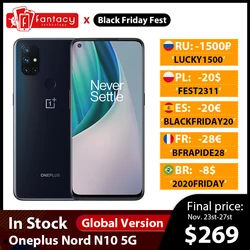 Глобальная версия Oneplus Nord N10 5G смартфон 6 ГБ 128 64-мегапиксельная четырехъядерная камера 6,49 дюйм90 Гц Дисплей Warp заряжайте 30T 4300 мА/ч, ЭЛЕКТ