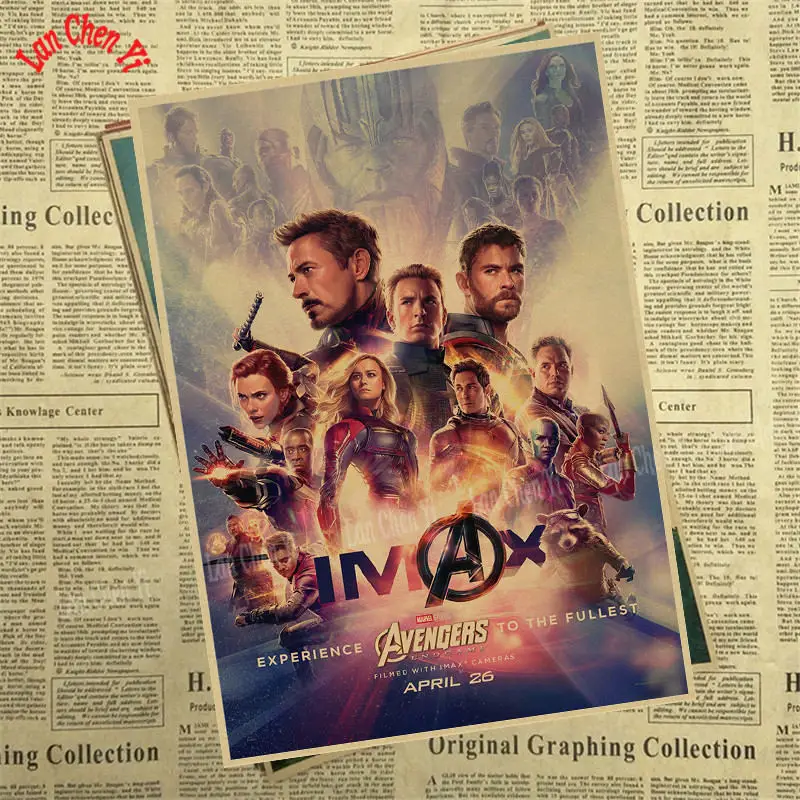 Marvel Фильм Мстители: эндшпиль крафт-бумага плакат художественный напечатанный номер живопись наклейки на стену - Цвет: Темный хаки