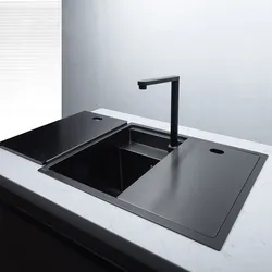 Black Nano Hidden Stainless Steel Handmade Kitchen Sink Single Double Bowl Counter Big Basin Undermount Balcony Basin Sink