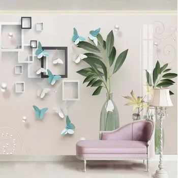 

Milofei manufacturers custom 3D fresh green plant potted background wallpaper mural