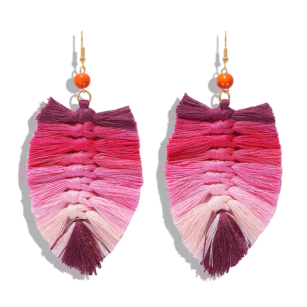 Мода для девочек, сережки с кисточками Boho для женщин, серьги с перьями макраме, подарки подруге, свадебные украшения, вечерние, ins - Окраска металла: Earrings 4