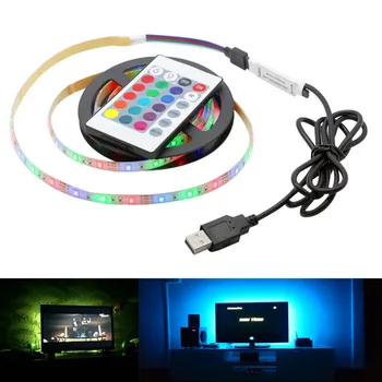 

USB LED TV Strip Lamp Waterproof RGB 24Key Flexible Neon LED Light 2835SMD DC5V for Kicthen Cabinet Backlight Lampki LEDS Tape