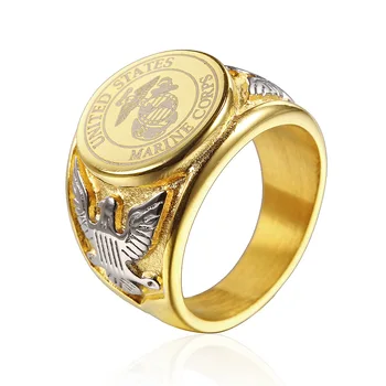 

Titanium Steel US Military Marine Corps Men's Ring The Police, Firefighters, Army, Navy and Air Force All Have Options NO23