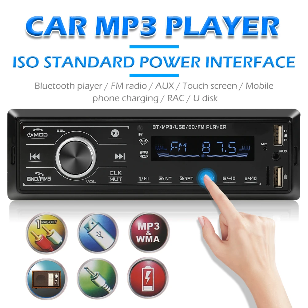 3206 один 1 DIN автомобильный стерео MP3 плеер Bluetooth FM радио в приборной панели