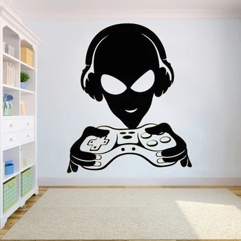 

Vinyl Alien Gamer Wall Decal Joystick Video Games Teenage Room decoration Stickers waterproof Mural home decor Decals HY1120