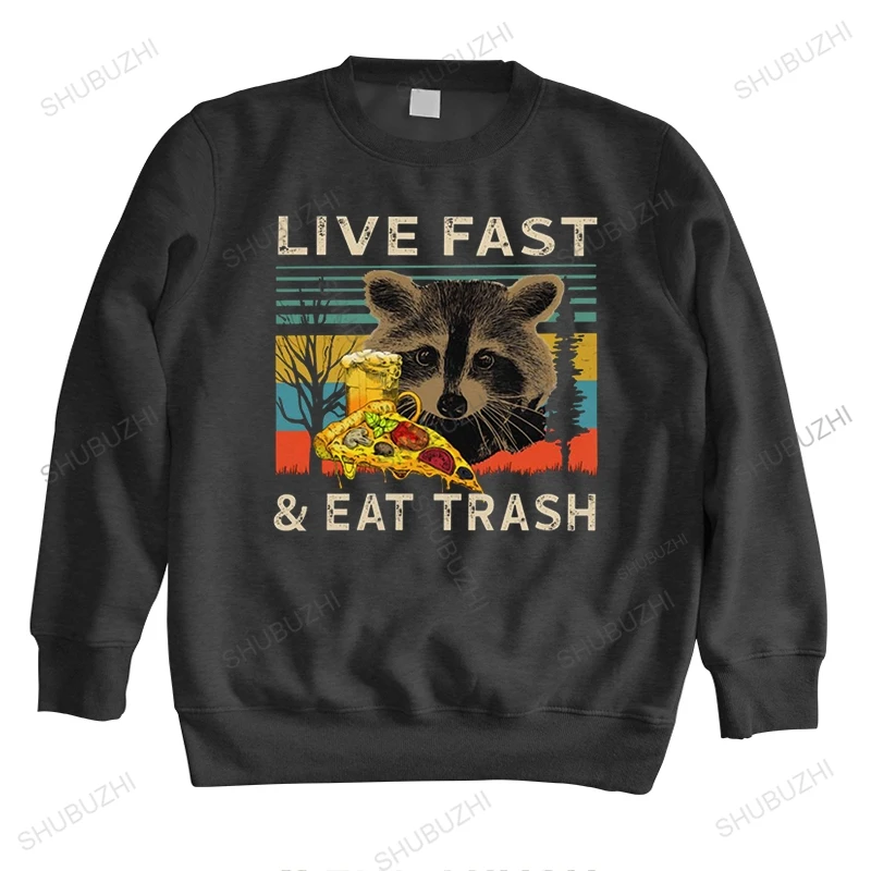 Sudadera capucha de mapache para hombre, Camisa de algodón suave con estampado en vivo de Fast Eat, basura, informal, estilo Vintage, para amantes de los Tacos de cerveza, ideal para regalo|Sudaderas