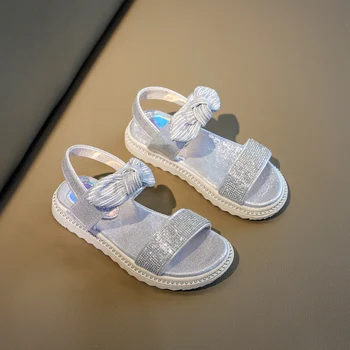 

Kids girls sandals Fashion Crystal Bling Princess soft Shoes Children Flat School Sandals PU Leather Shoes SXY011
