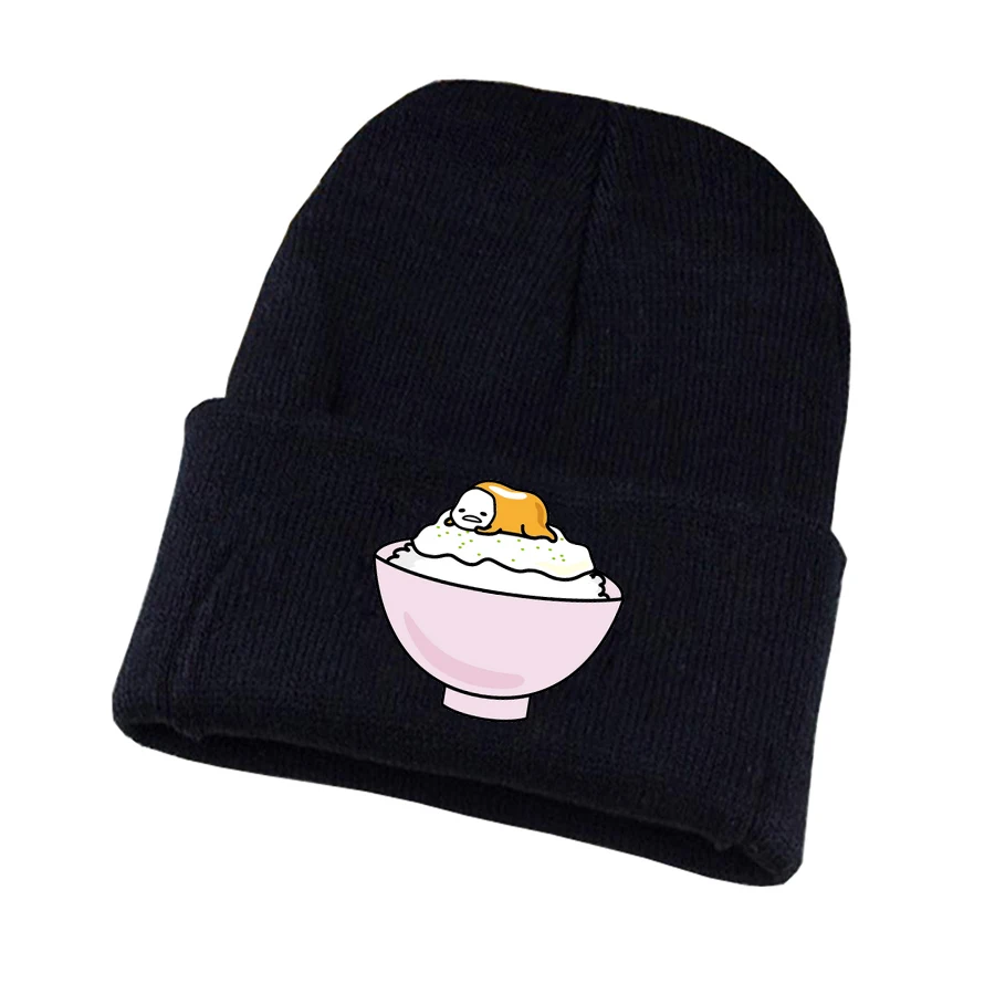 Аниме Gudetama вязаная шапка для косплея, шапка унисекс с принтом для взрослых, Повседневная хлопковая шапка для подростков, зимняя вязаная шапка