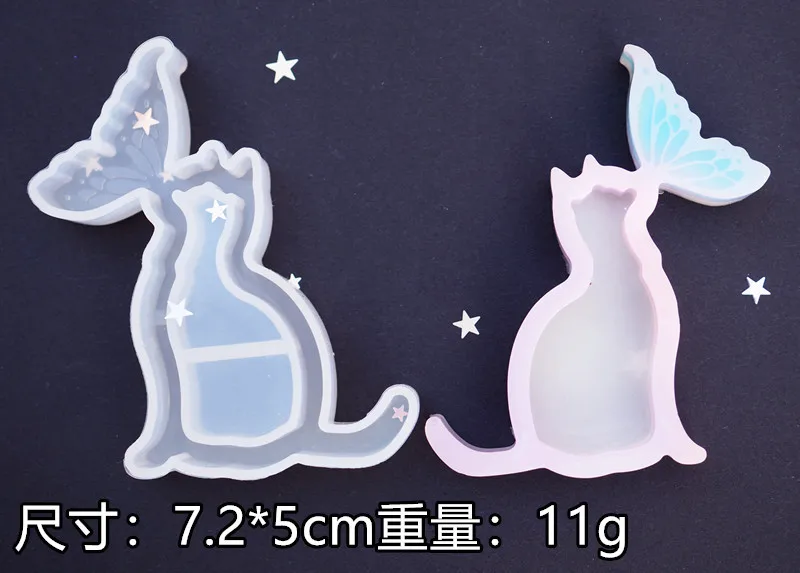 Butterfly love cat New Shaker Molds Quicksand Dessert Machine Pumpkin Epoxy Resin Molds Silicone Mold Wand Oil Syringe Craft Pendant Tools - Color: Butterfly love cat