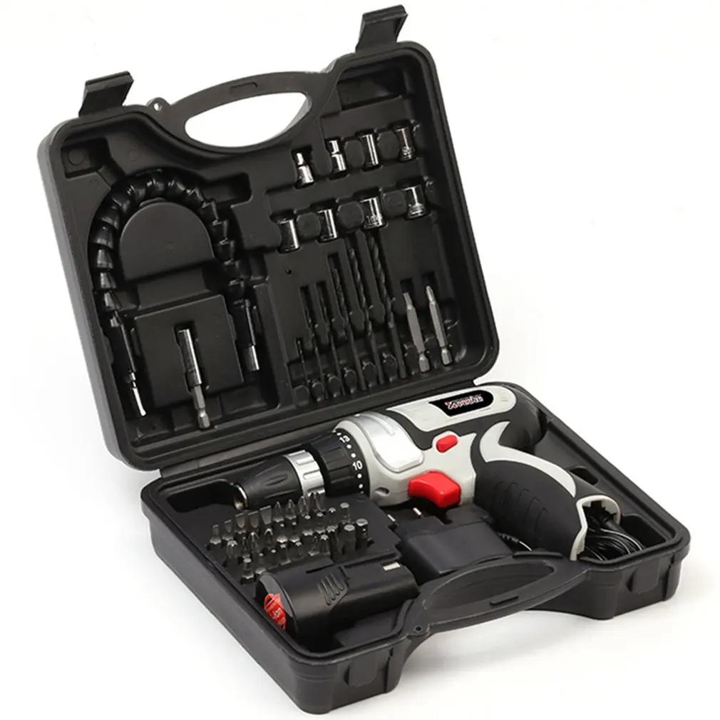 

12V 48Pcs Hardware Tools Lithium Battery Cordless Electric Drill Mini Home Soft Shaft Kit High Power Screwdriver