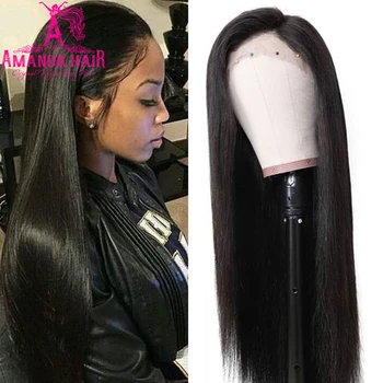 

13x4 Lace Front Human Hair Wigs Brazilian Straight Hair Wigs HD Transparent Lace Frontal Wig For Black Women Amanda Remy Hair