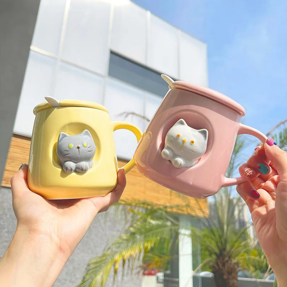 Kawaii Pastel Cat Ceramic Cup - Limited Edition