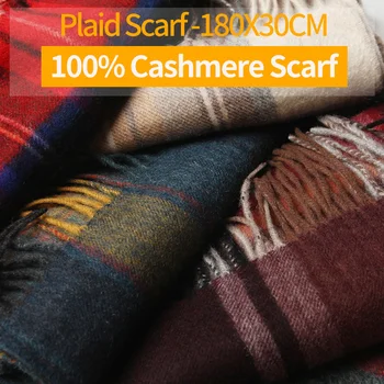 

100% Pure Cashmere Scarf for 2020 Shawls and Wraps Women Men Winter Warm Cashmere Scarves for Ladies Plaid Tassel Scarf Pashmina