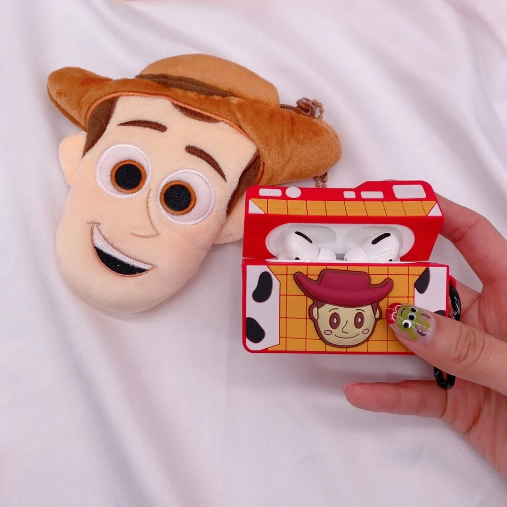 Для AirPods Pro 3D мультфильм милый Базз Вуди инопланетянин камера наушники чехол для AirPods 3 Bluetooth гарнитура силиконовый чехол с крючком