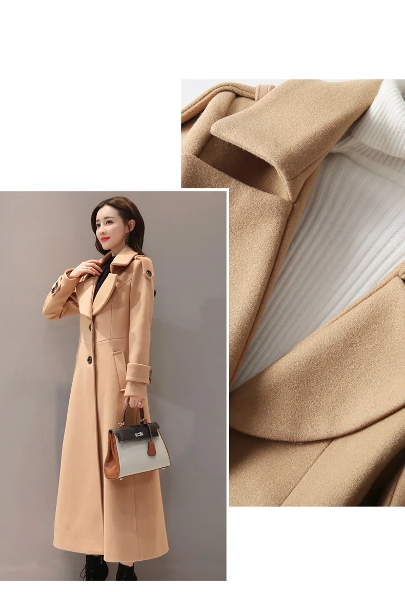 Шерстяная куртка Бутик Мода женщин плюс размер толстые шерстяные пальто высокого класса Теплые однотонные длинные ветровки Верхняя одежда парка