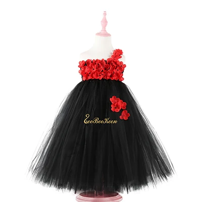 dress Праздничный костюм детское Черное длинное платье с цветочным рисунком косплей на Рождество и Хэллоуин платье детское вечернее платье для девочек детское платье принцессы - Color: dress