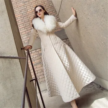 

X-Long Parkas Women Jacket Fashion Large Fur Collar A Line Slim Warm Overcoat Ladies Winter Maxi Cotton Parka Women DS50951