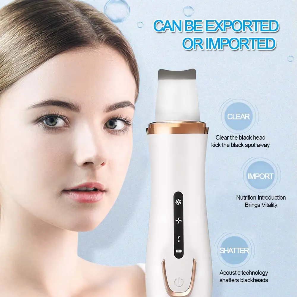 

LCD Rechargeable Ultrasonic Face Skin Scrubber Facial Cleaner Peeling Vibration Blackhead Removal Exfoliating Pore Cleaner Tools