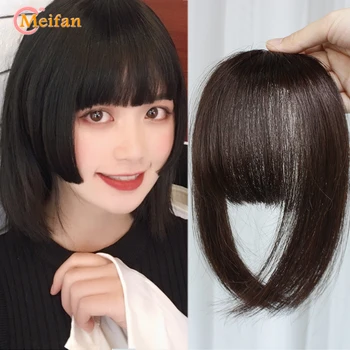 

MEIFAN Lolita Princess Cut Cute 3D Air Bangs Japanese Cute Bangs Front Fringe Black Brown Bangs Natural Fake Bangs Hairpieces