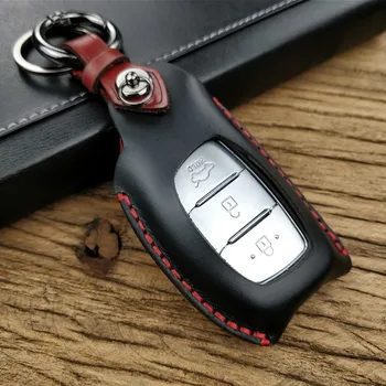 

Hand sewing Hollow out leather car key case For Hyundai i10 i20 i30 IX25 IX35 IX45 Elantra Accent 3 Buttons car accessories new
