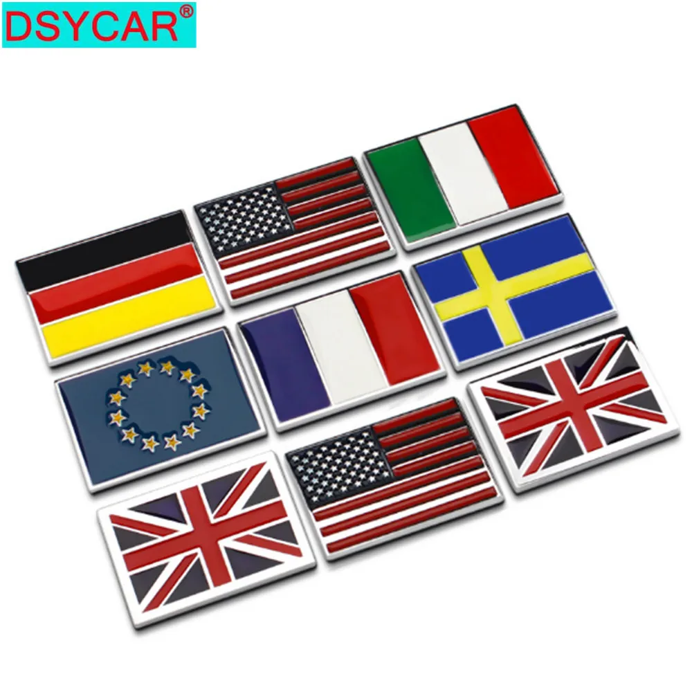 Dsycar 1Pcs 3D Metal EU Flag Car Side Fender Rear Trunk Emblem Badge Sticker Decal Car Styling EU 